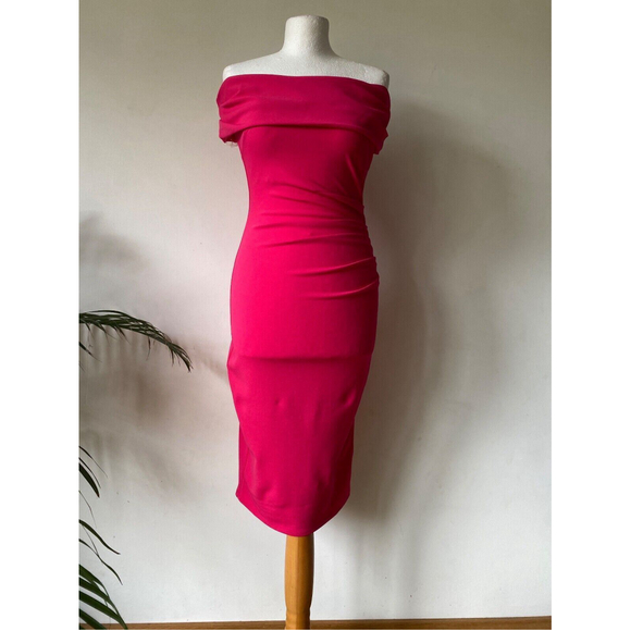 Goddiva Dresses & Skirts - Vicky Pattison Goddiva Cerise Off The Shoulders Dress Size 8 Ruched
